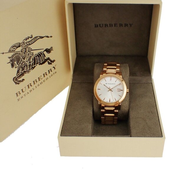 BURBERRY Logo The City Wristwatch Stainless Steel Rose Gold - Picture 1 of 16